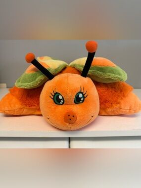 Pillow Pets Butterfly Foldable Plush Stuffed Animal 18” Orange Green Very Soft